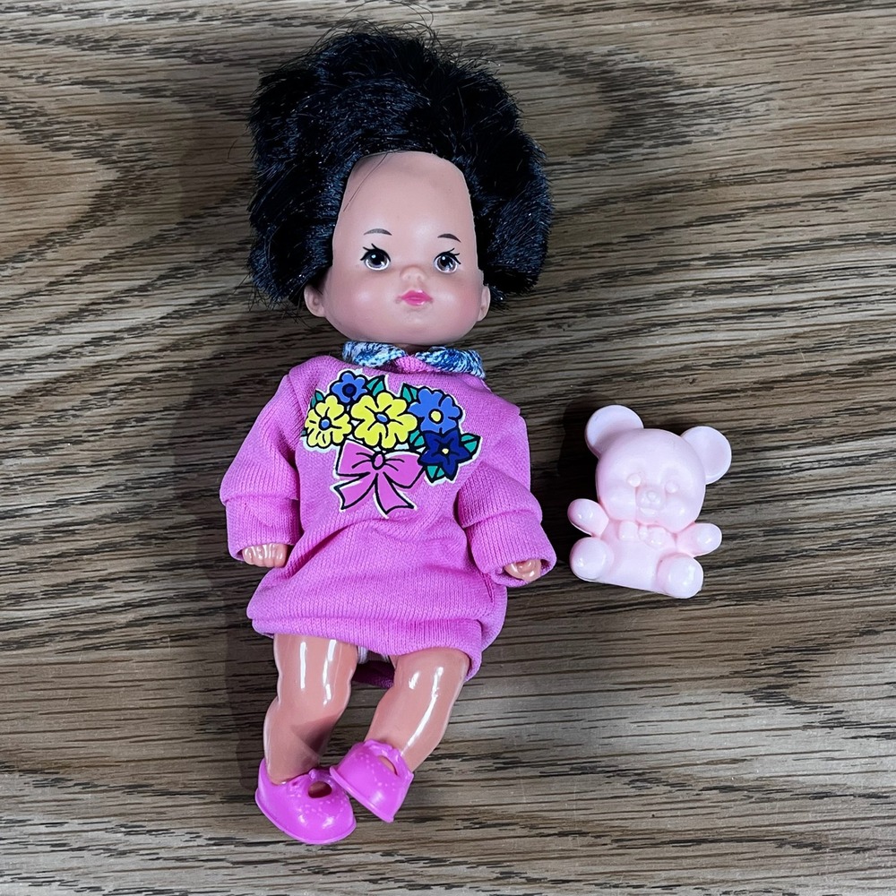 Mattel 1978 Little Doll Pink Dress Teddy Bear Accessory Vintage Toy